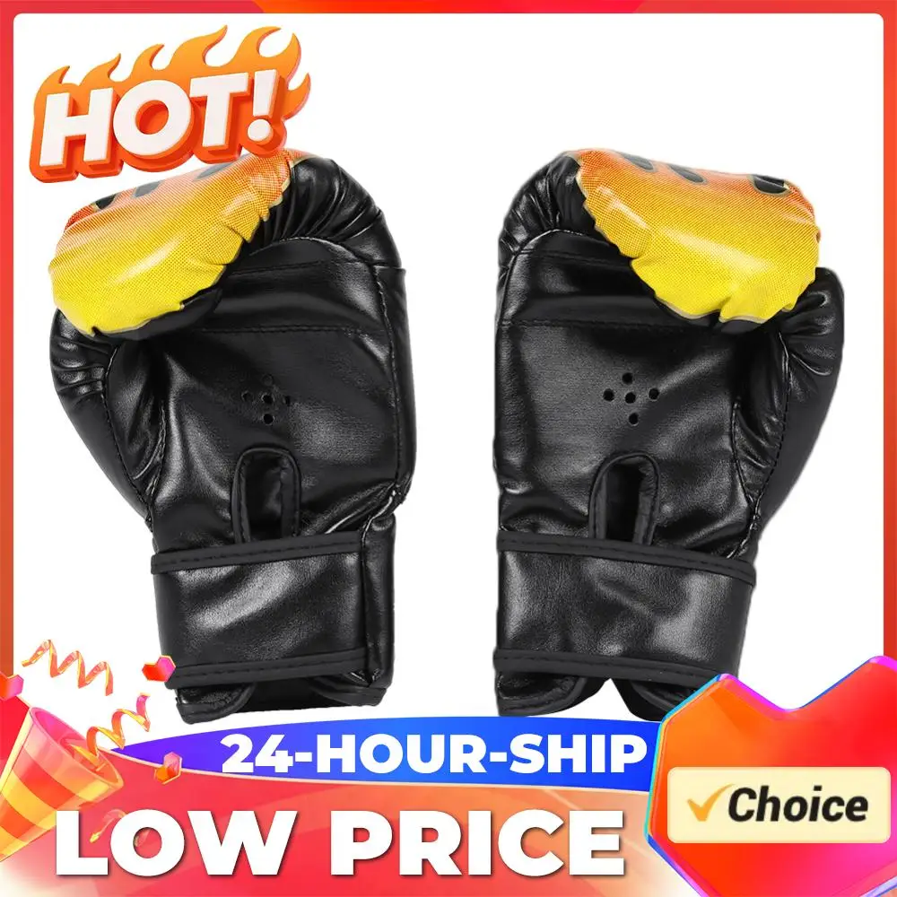 

2 шт. детские боксерские перчатки из искусственной кожи, дышащие перчатки для тренировок по муай-тай, боксерские перчатки для мальчиков, девочек и подростков