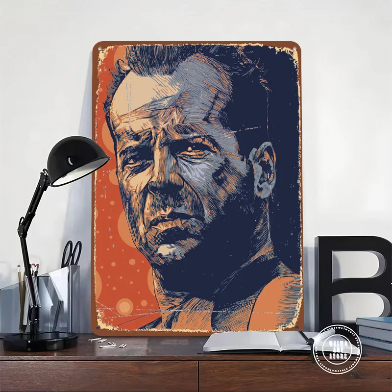 Bruce Willis Tin Plaque Poster Customized Wall Art Retro Vintage Metal Signs for Room House Bedroom Decoration Gaming Wand Deko