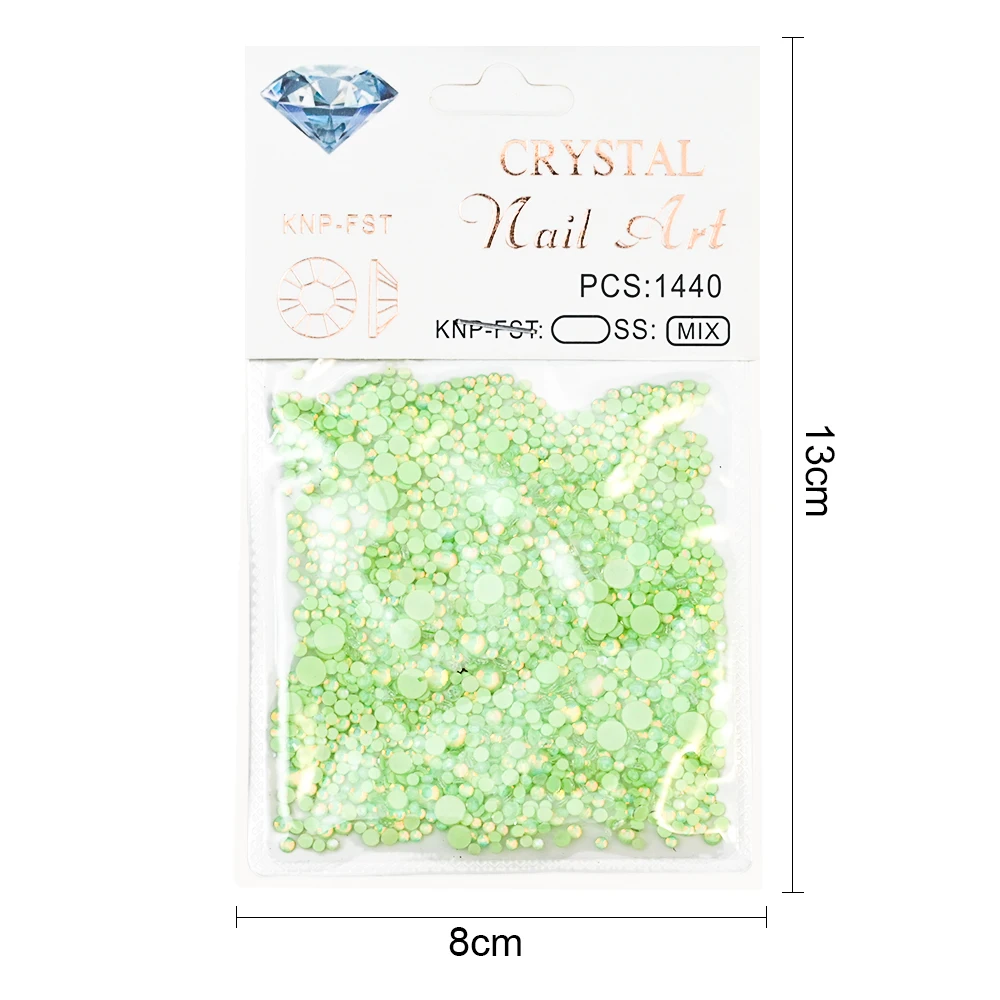 1440 pz/borsa perline di cristallo Non Hotfix sirena Nail Art strass Mix Size Flatback Glass Nail Diamond Gems per decorazioni per unghie