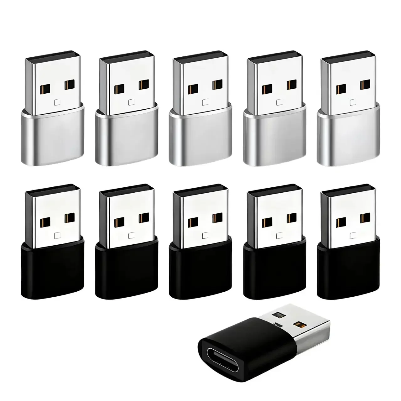 Adaptador USB para USB-C, USB-C Fêmea para USB Macho, Carregamento Ultra-Rápido e Conversor OTG, para Samsung iPhone Laptop, Pacote com 5/10 Unidades