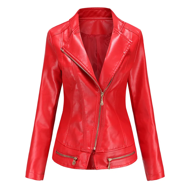 

Women's Pu Leather Jacket Women's Thin Autumn Jacket Casual Motorcycle Jacket Fashion Street Punk Jacket Clothing Zipper