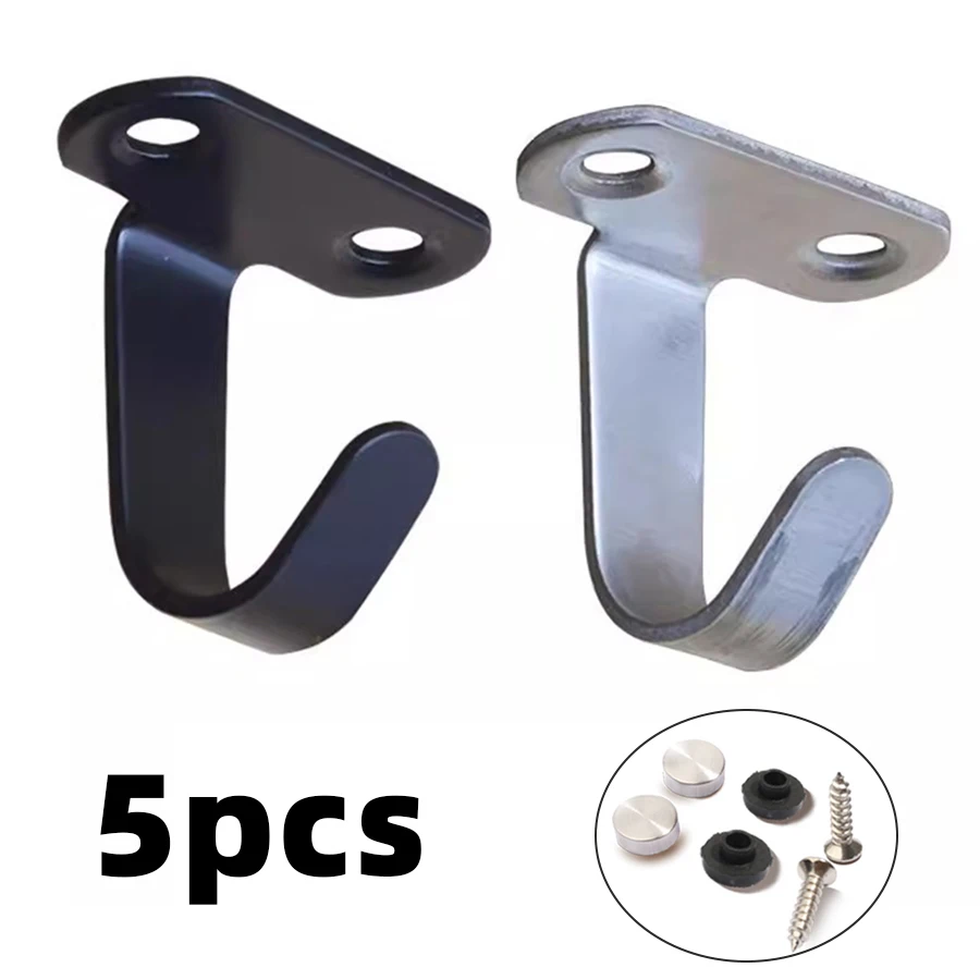 

5Pcs Stainless Steel Screw Mounted Ceiling Hooks, Under-Shelf Towel, Heavy Duty Hanger For Bathroom Cabinet Garage