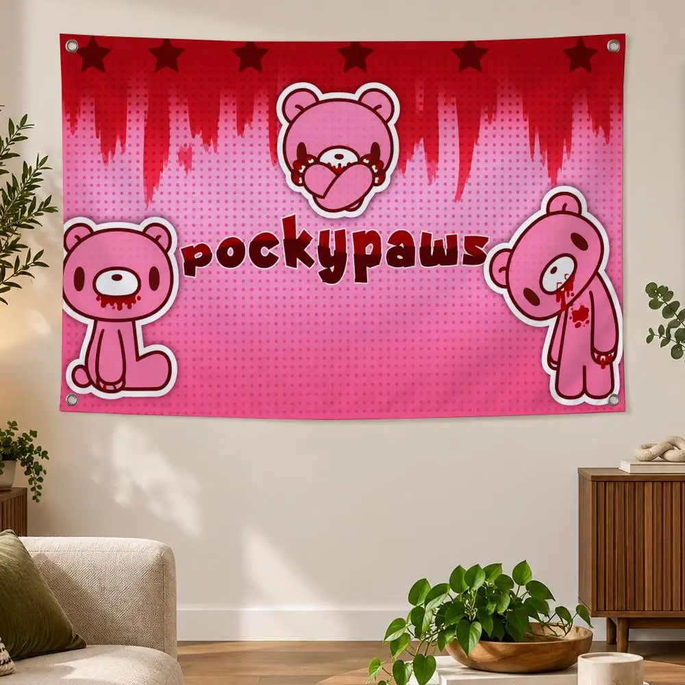 Character G-Gloomy Bear Flags Banner Decor for Bedroom,Garden,Party,Club,Indoor Outdoor, Fan Gift