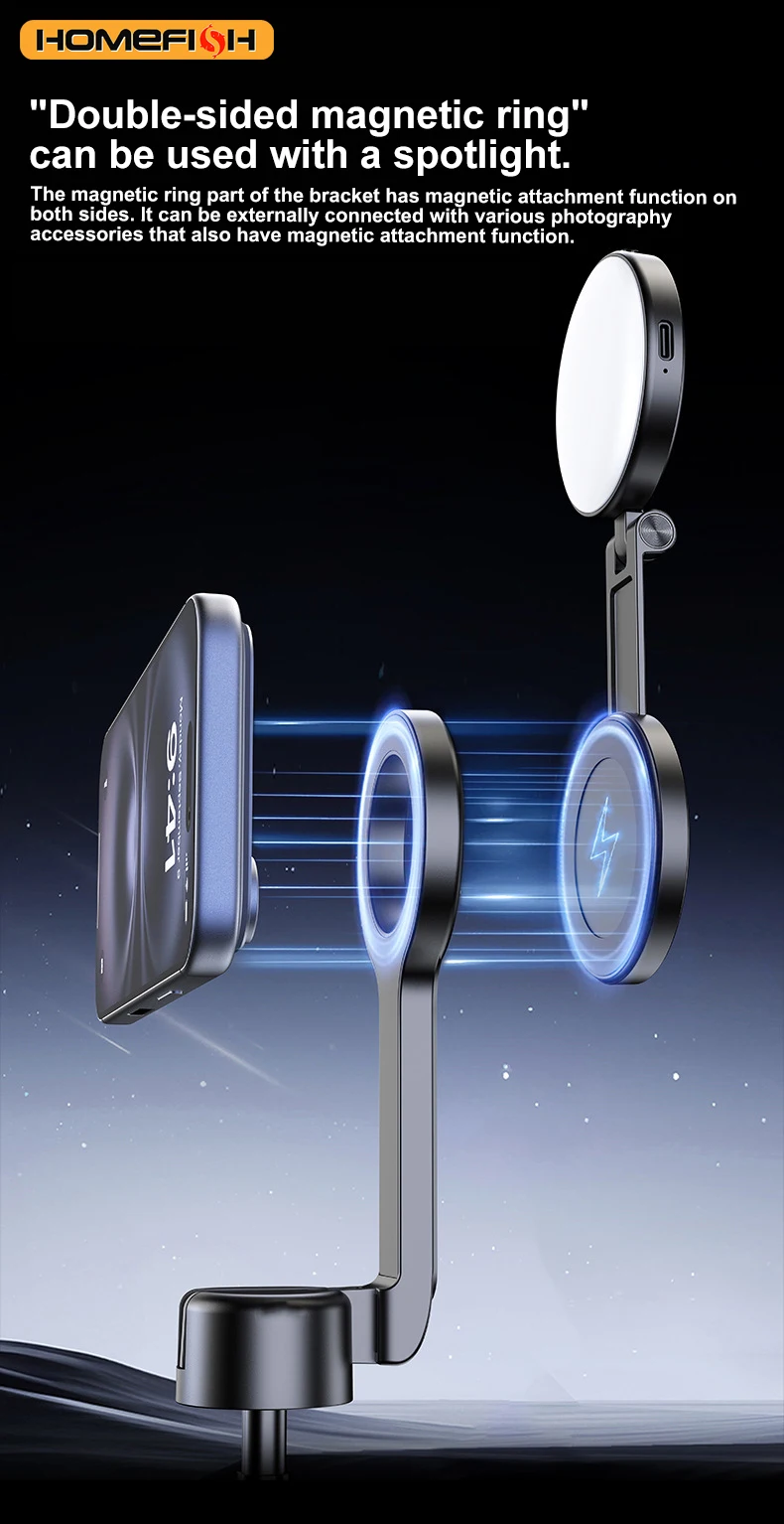 T18 Magnetisches Handy-Stativ, kabelloser Handyhalter, Selfie-Stick, Tischstativ – Detail 5