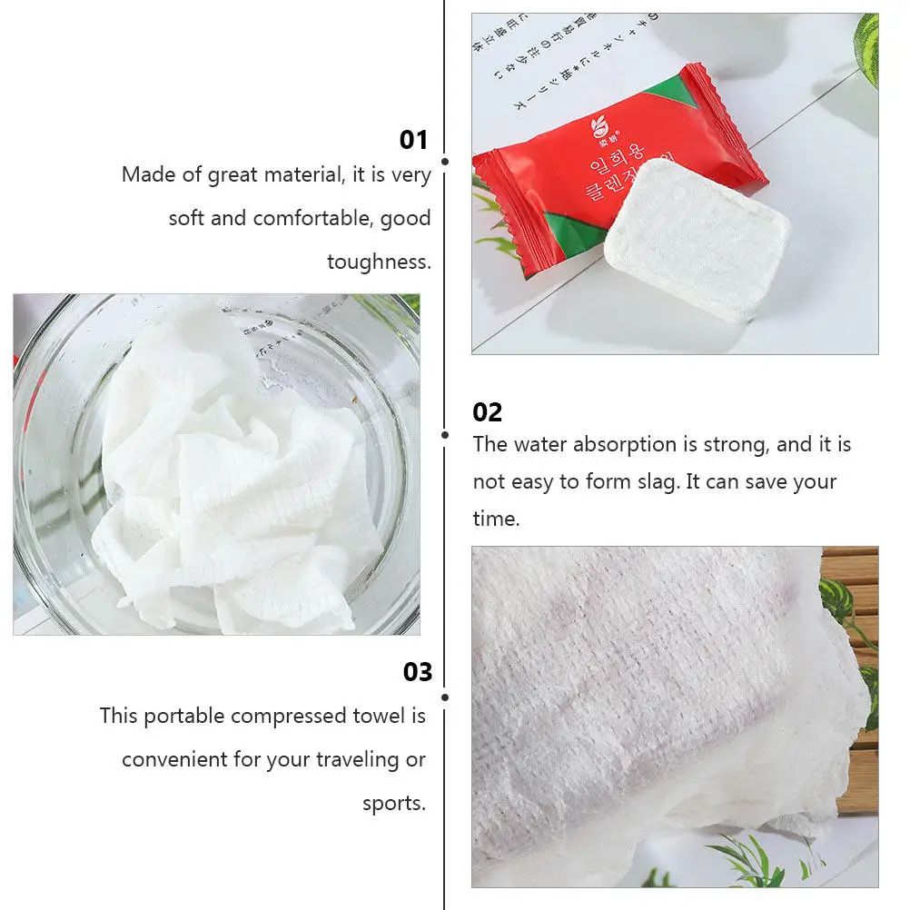1Pack All Cotton Compressed Facial Towels Disposable Travel Towel Skin Friendly Water Absorbent Thickened for Beauty Salon Home