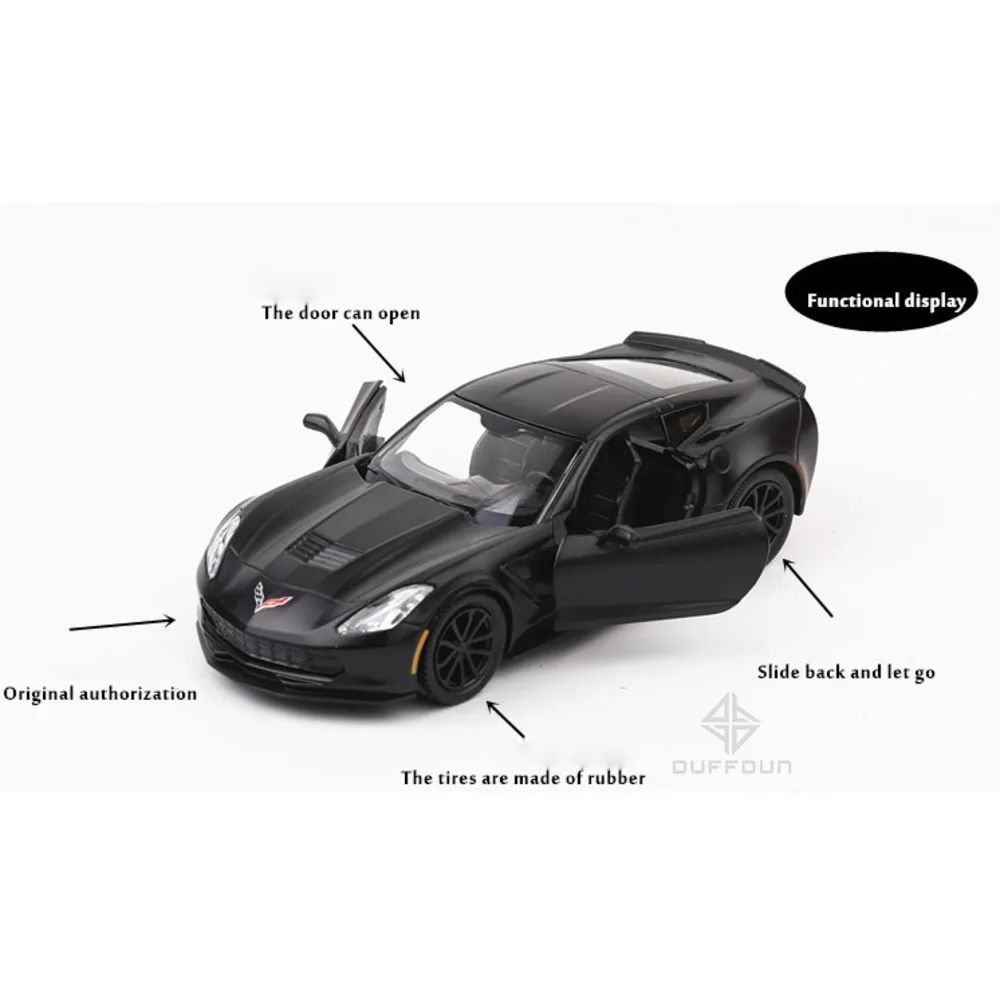 1/36 Chevrolet Corvette C7 Alloy Diecast Super Sport Car Model Toys Simulation Metal Vehicle Body With Pull Back Children\'s Toys