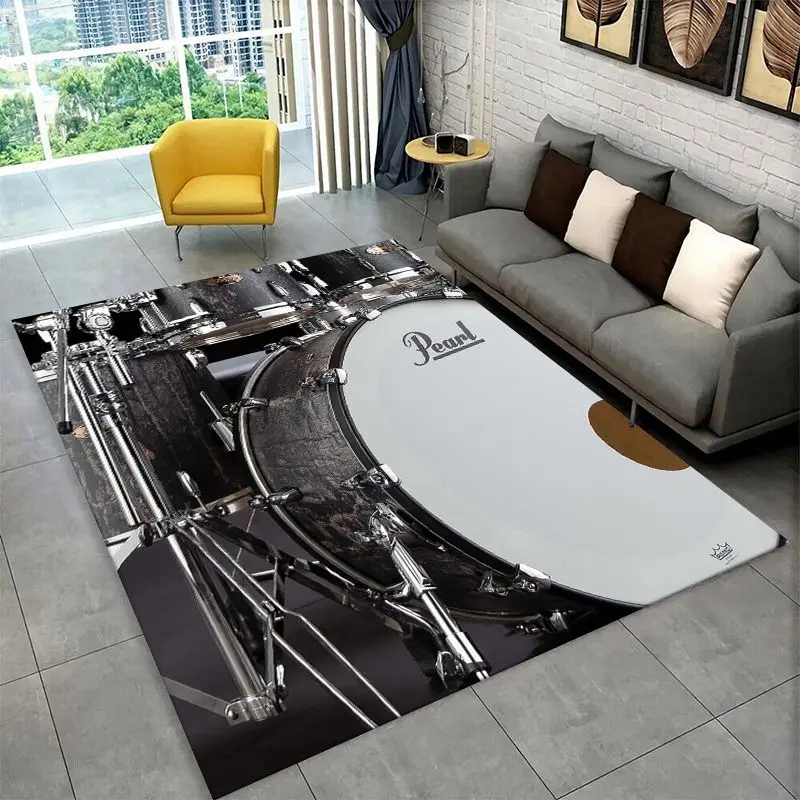 Retro Drum Set Music Instruments Drum Kit Large Area Rug Non-slip Durable Carpet for Bedroom Living Room Sofa Doormat Home Decor - view 4