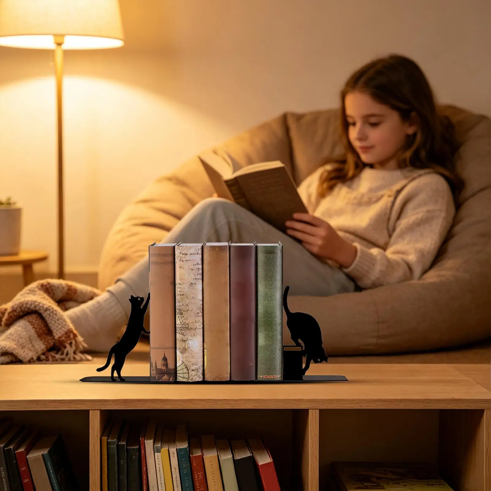 Black Cat Book Ends Metal Animal Bookends Bookcase Ornament Funny Book Ends For Bookworm Reader Librarian Teacher Student