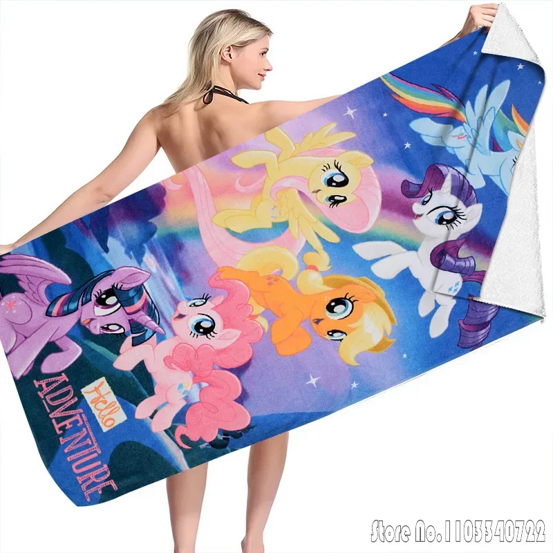 Cartoon Pony Cartoon Bath Towels Microfiber Beach Swimming Towel Decor for Kids Gift 75x150cm