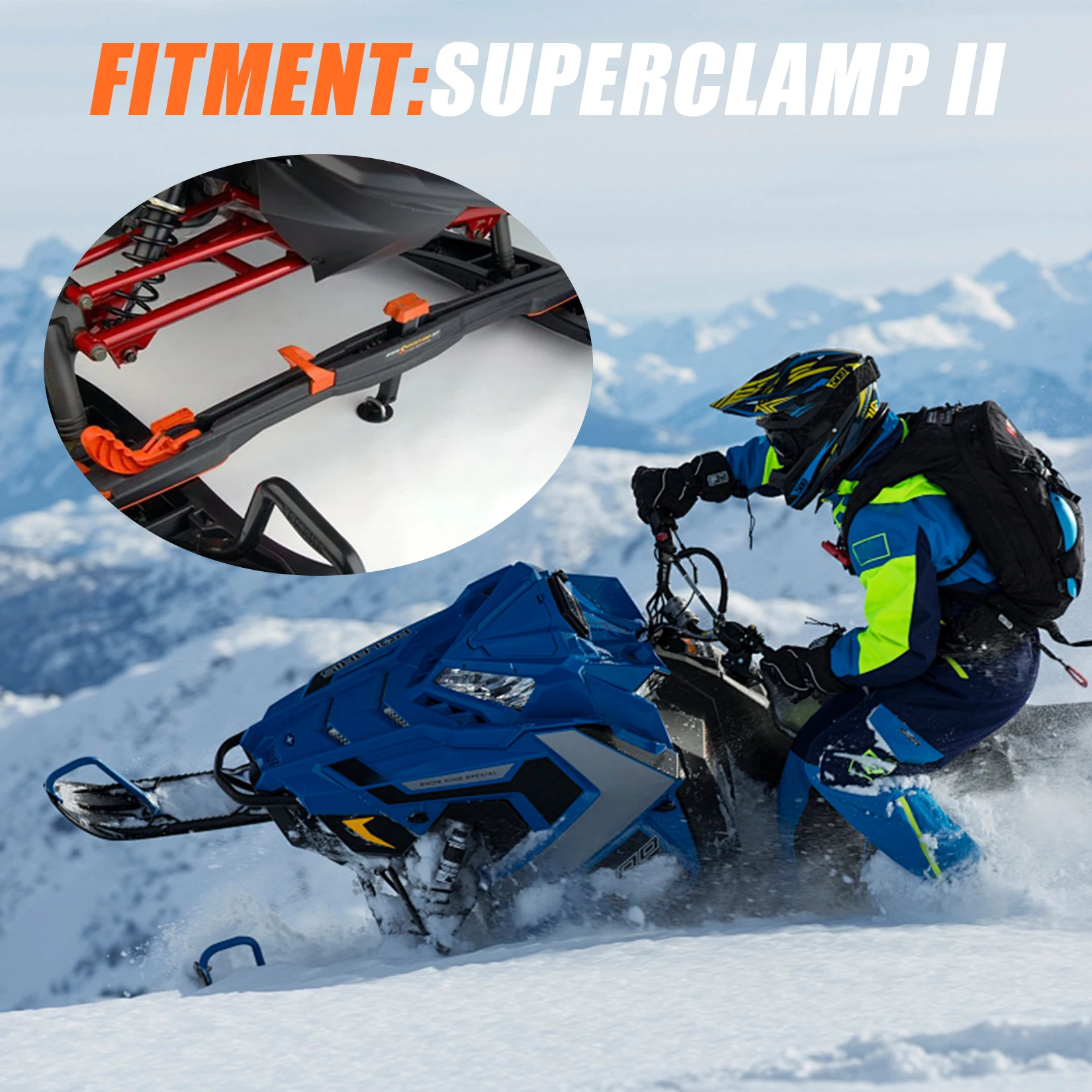 Snowmobile Super Clamps - PSLER Ski Tie Down Bar Security Kit, Trailer Tie Down System 1000 SC-FRONT for Superclamp II