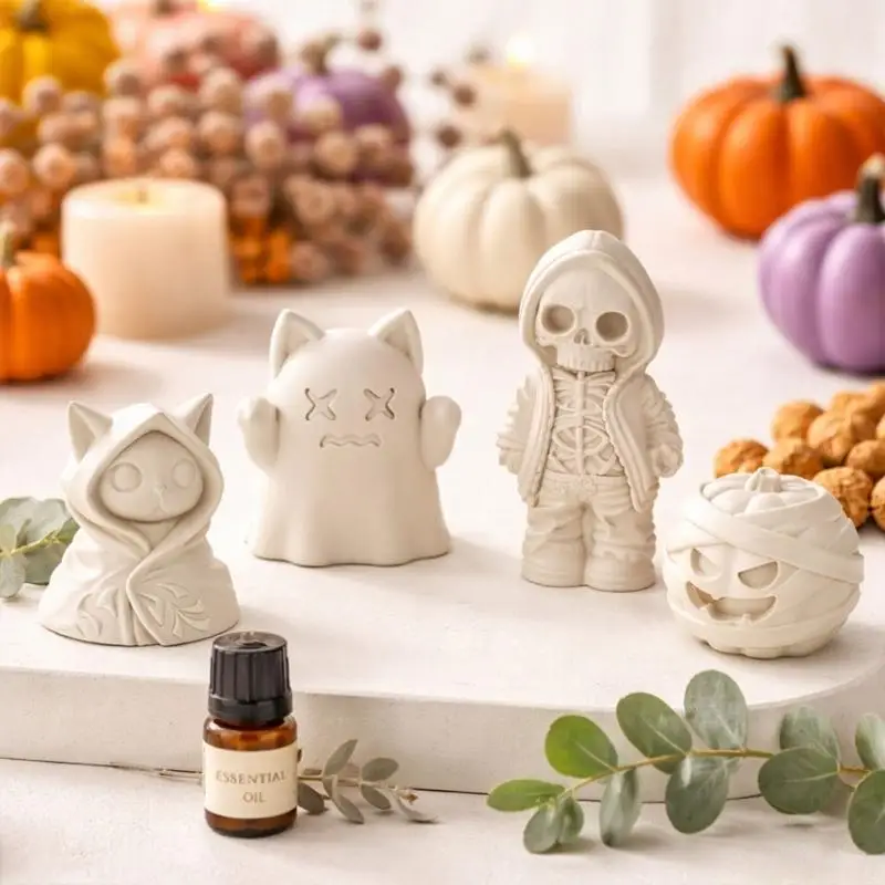 QX2E Halloween Themed Resin Casting Mould for Candle Making and Handmade Projects, Single Piece for Party Table Display Use