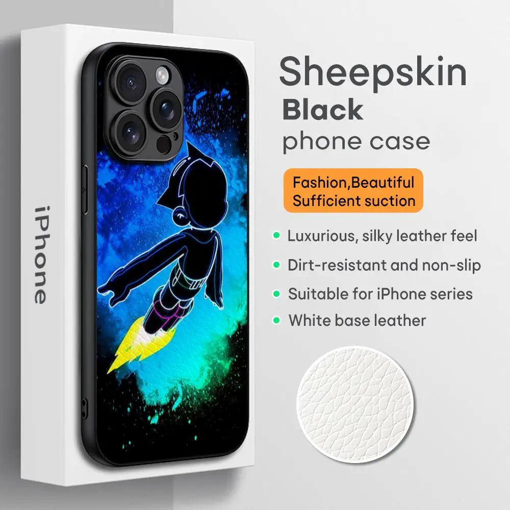 Astro Boy Classic japan ins Phone Case For iPhone 16 15 14 13 12 11 Plus Pro Max Limited Edition Black hard case Sheepskin