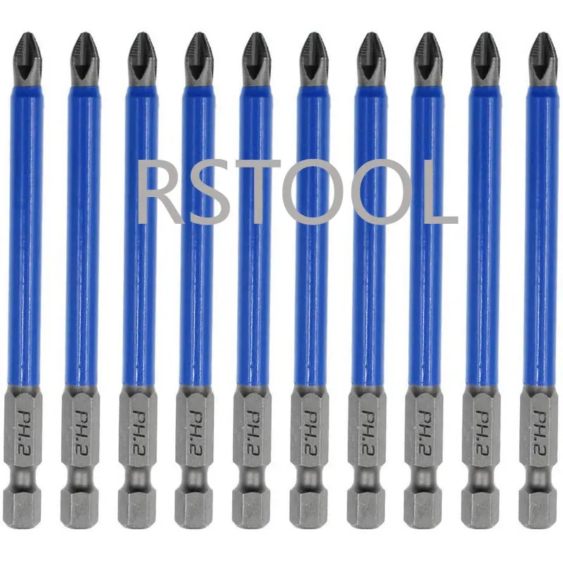 10 Chiếc 90Mm PH2 Chéo Bit Đầu Mũi Khoan Vít Bit Dụng Cụ Cầm Tay Chống Trượt Điện Chuôi Lục Giác Từ Tua Vít mũi Khoan