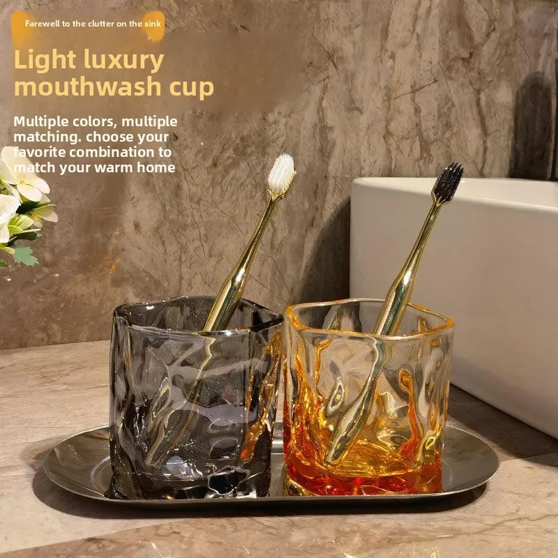 

Creative Simple Glass Toothbrush Cup Couple Luxury Mouth Rinse Cup Washing Cup Set Toothbrushes Glass Cup High End Bathroom