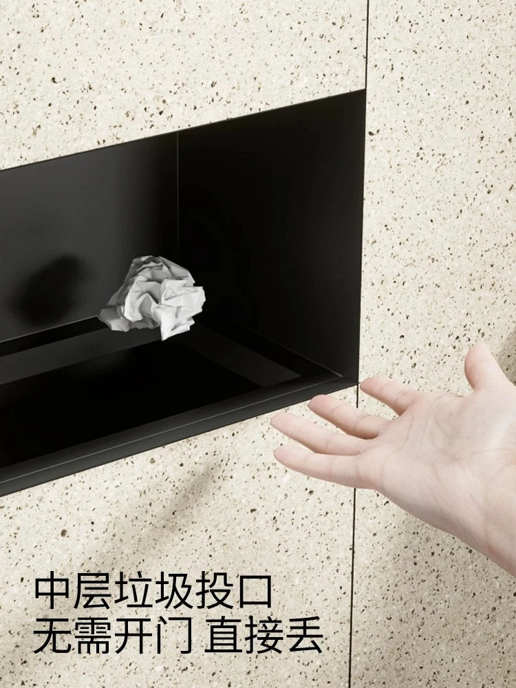 Toilet hidden trash can toilet embedded stainless steel tiled niche tissue box toilet brush niche