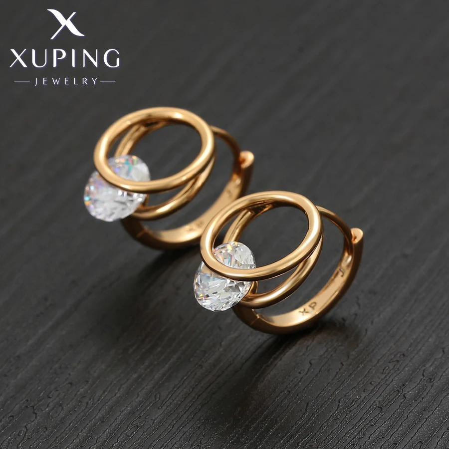 Xuping Jewelry School Gift New Hoop Earrings Stone with Gold Color Earring for Women Baby Jewellery Gift S00084423