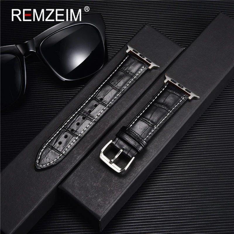 Crocodile Pattern Genuine Leather Strap for Apple Watch Ultra 8 7 S 6 5 4 3 2 1 Watchband 38/40/41mm 42/44/45/49mm for iwatch