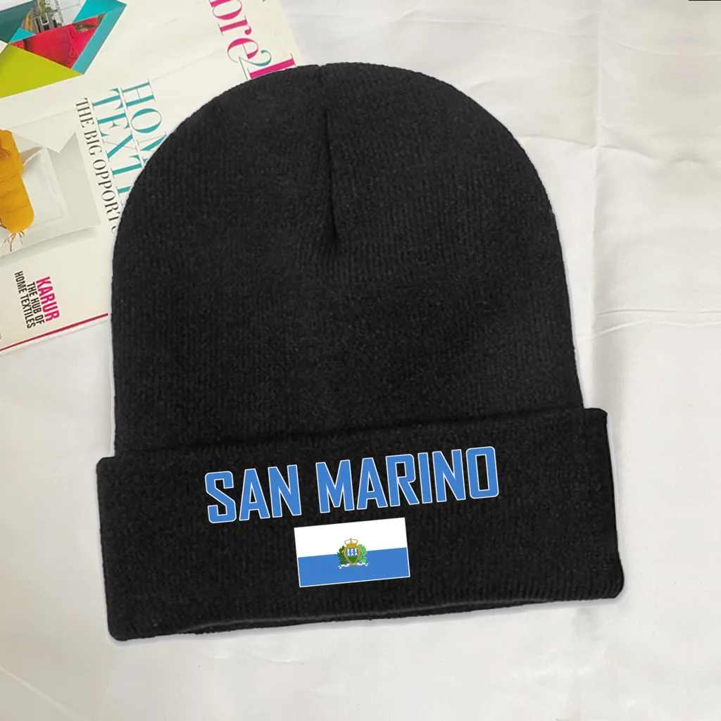 SAN MARINO Country Flag Top Print Men Women Unisex Knitted Hat Winter Autumn Beanie Cap Warm Bonnet