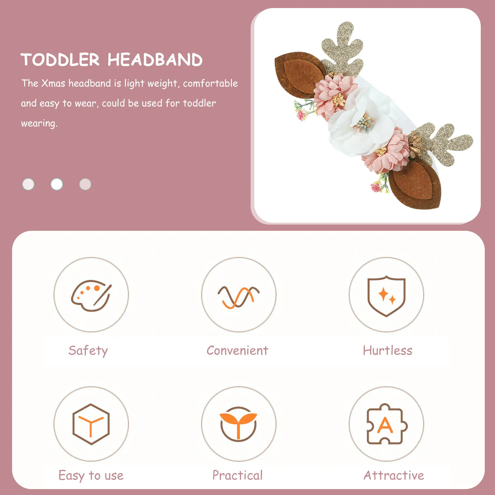 

Милая рождественская повязка на голову для маленьких девочек, изящный дизайн с ушками оленя, легкая, удобная, эластичная повязка для волос на праздники