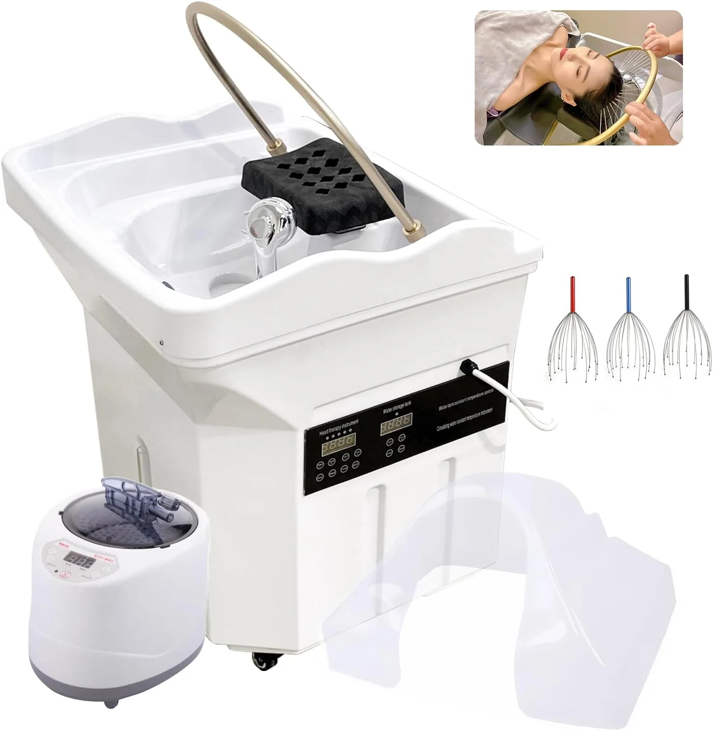 Cabezal de circulación de agua, sillas de champú para SPA, cabezal de salón de belleza, Spa, cama especial para el cabello, fregadero de champú móvil, muebles de salón de masaje