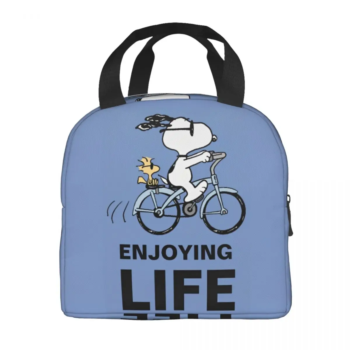 Snoopy Bicycle Cartoon Lunch Bag Convenient Lunch Box Office Designer Cooler Bag Kawaii Oxford Thermal Tote Handbags