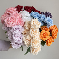 9Heads Diamond Roses Bouquet Artificial Flower Living Room Decoration Wedding White Ivory Red Brown Rose Fake Rose Fake Rose