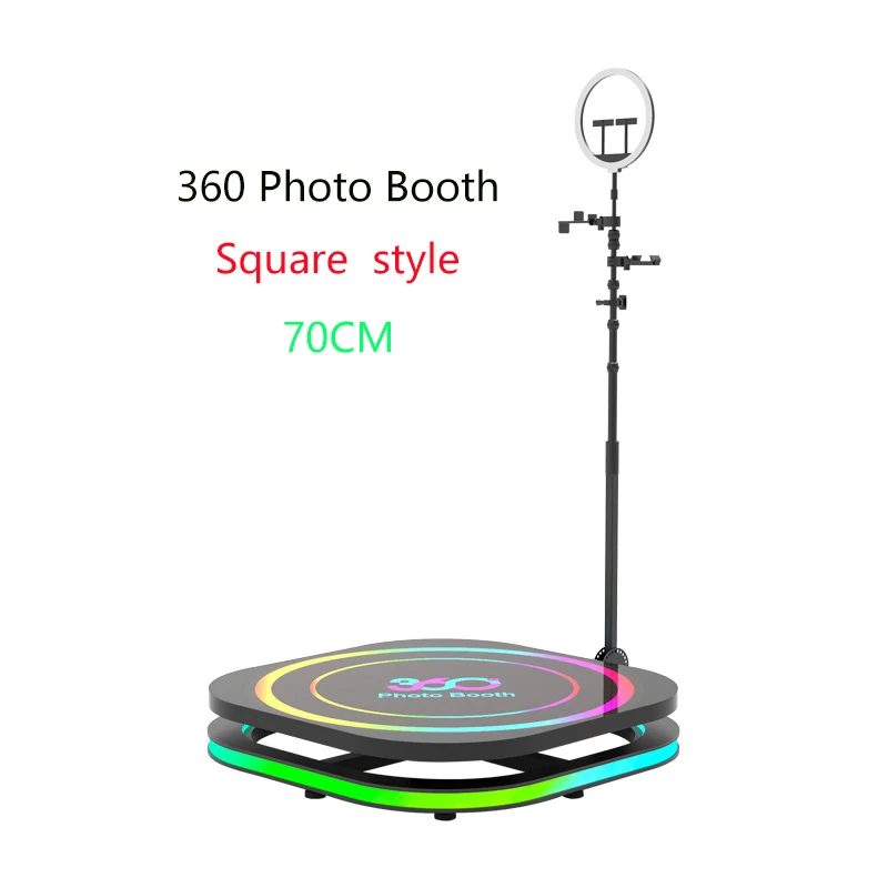 360 Photo Booth Automatic Spinning Camera Selfie 1-2 People 70cm Square  style Led Machine Portable Flexible