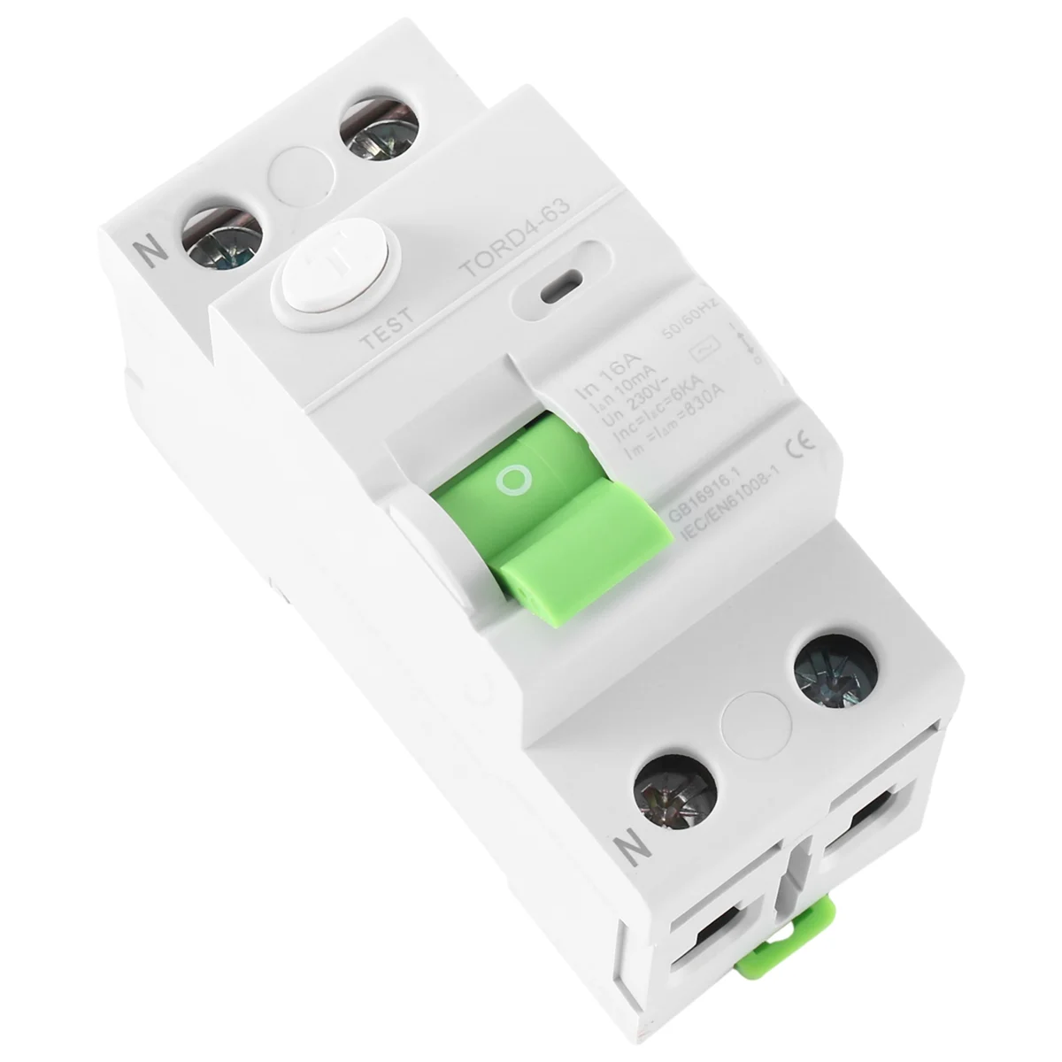 AC 2P 6KA RCCB RCD 230V Residual Current Circuit Breaker Differential Breaker Switch TORD4-63, 2P 16A 10MA