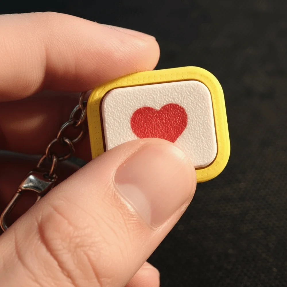 3D Printed Heart Message Fidget Clicker Keychian Yellow Plastic Heart Press Button Bag Charm Stress-Relief