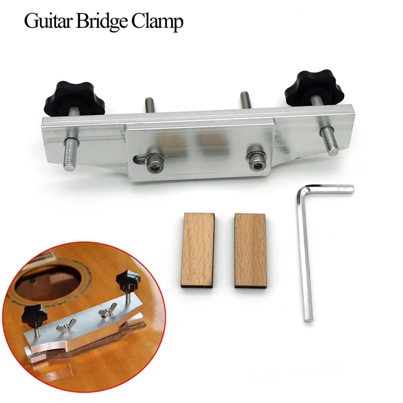 1 Set Metal Guitar Bridge Clamp Acoustic Guitar Bridge Bonding Repair Fixture Silver