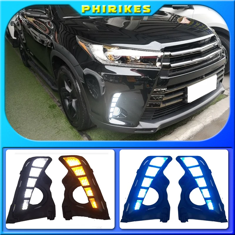 

For Toyota Highlander 2018 2019 2020 Yellow Turn Signal Style Relay Waterproof Car DRL 12V LED Daytime Running Light Day light