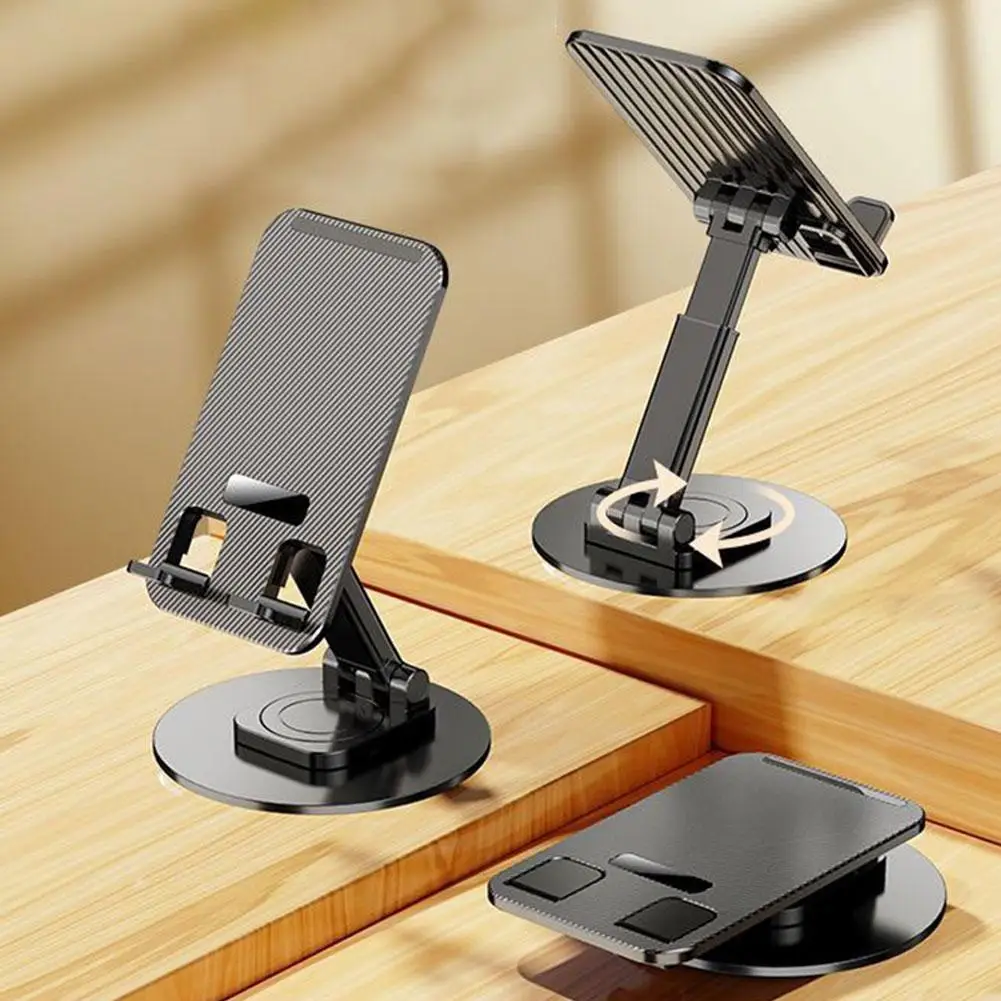 Metal Rotating Retractable Mobile Phone Holder Aluminum Alloy Lowered Raised Free Adjustment 360° Angle/height A1D1