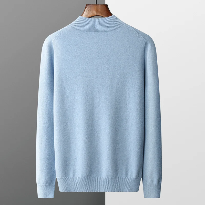 Autumn/Winter New  Men' Cashmere Sweater First-Line Ready-To-Wear Pullover Half Turtleneck Casual Sweater Pure Wool Knit Shirt