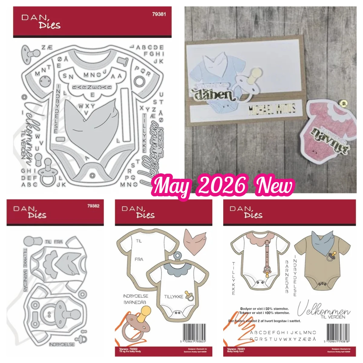 Dan/ Mw Baby Bodysuit Short Christening Wedding Script Metal Cutting Dies for DIY Handmade Scrapbooking Calendar Diary May 2026