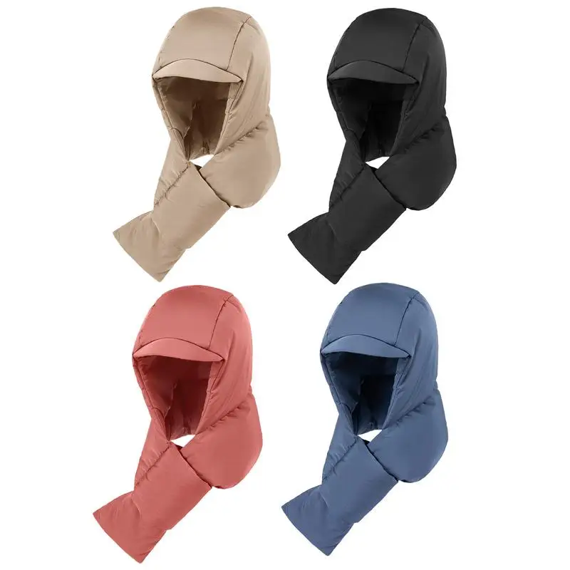 Hat And Scarf Cycling Windproof Down Hooded Scarf Cozy Fashion Winter Hood Ear Protection For Cycling Skiing