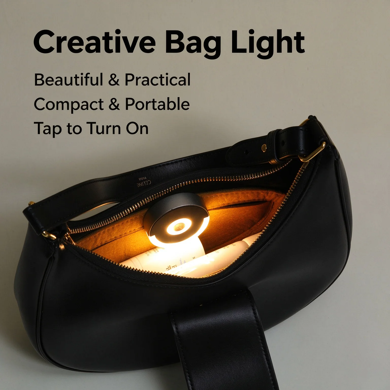 Pouch Light, Makeup Bag Light, Storage Bag Light, INS Style Bar Elegant Round Ambient Lighting