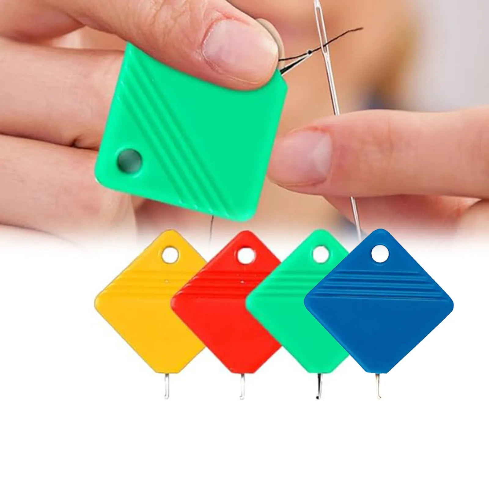 أداة خياطة بلاستيكية مربعة مع خطاف ، قارئ إبرة محمول ، رصاص سريع لكبار السن ، أدوات خياطة منزلية تصنعها بنفسك #2