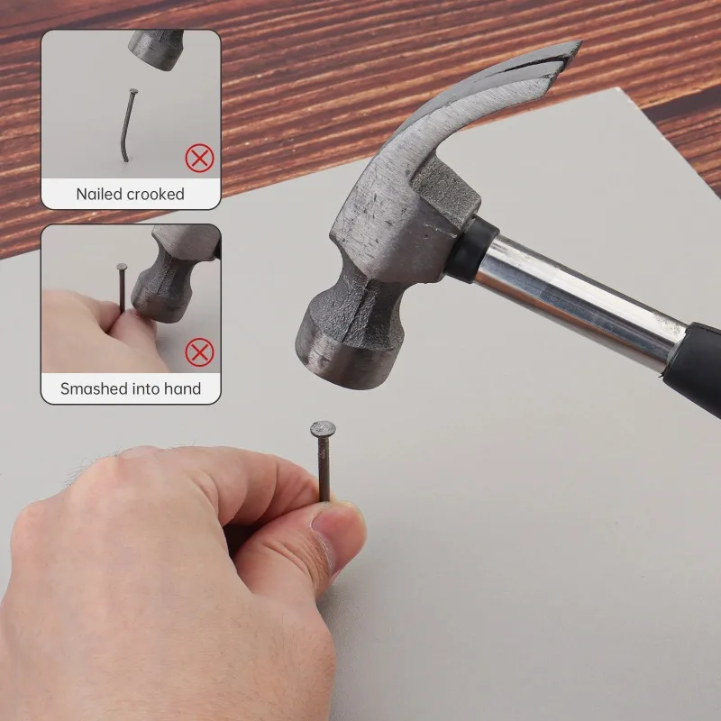 Anti slip woodworking hammer, hand tool set, carbon steel claw hammer, used for household carpet wall nail clips