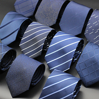 Luxury High Quality 8CM Blue Paisley Striped Jacquard Men Tie for Business