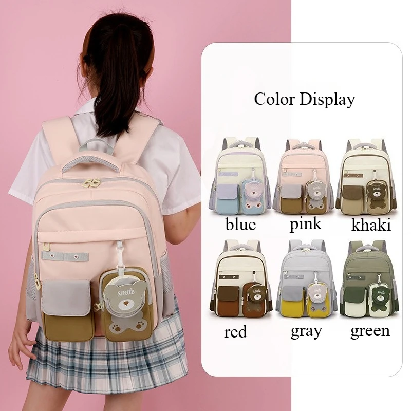

Little Girls Elementary School Backpack Large Capacity Students Kids Schoolbags Fashion Breathable Children School Shoulder Bag
