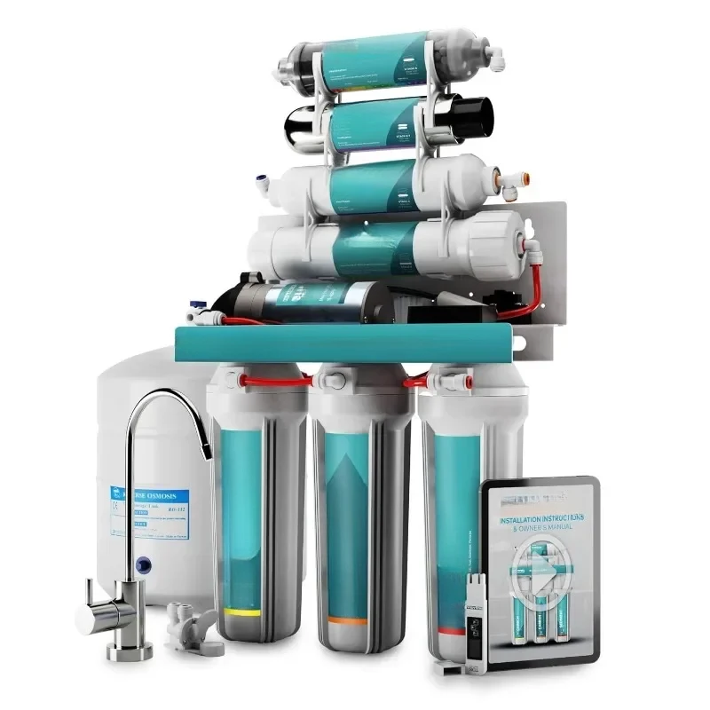 

-Stage & Under Sink Reverse Osmosis System - Pump - 0 RO Filtration & Remineralization