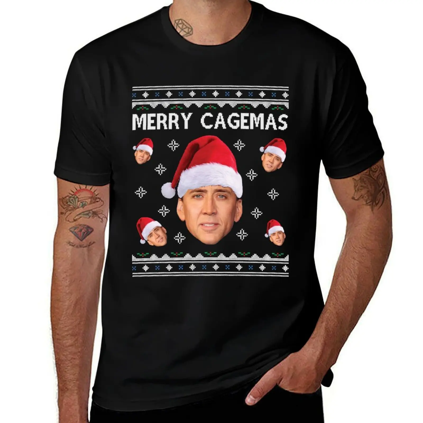 Nicolas Cage Stage Name Actor Filmmaker Coppola Received Many Awards Merry Cagemas Christmas Knitpo T-Shirt