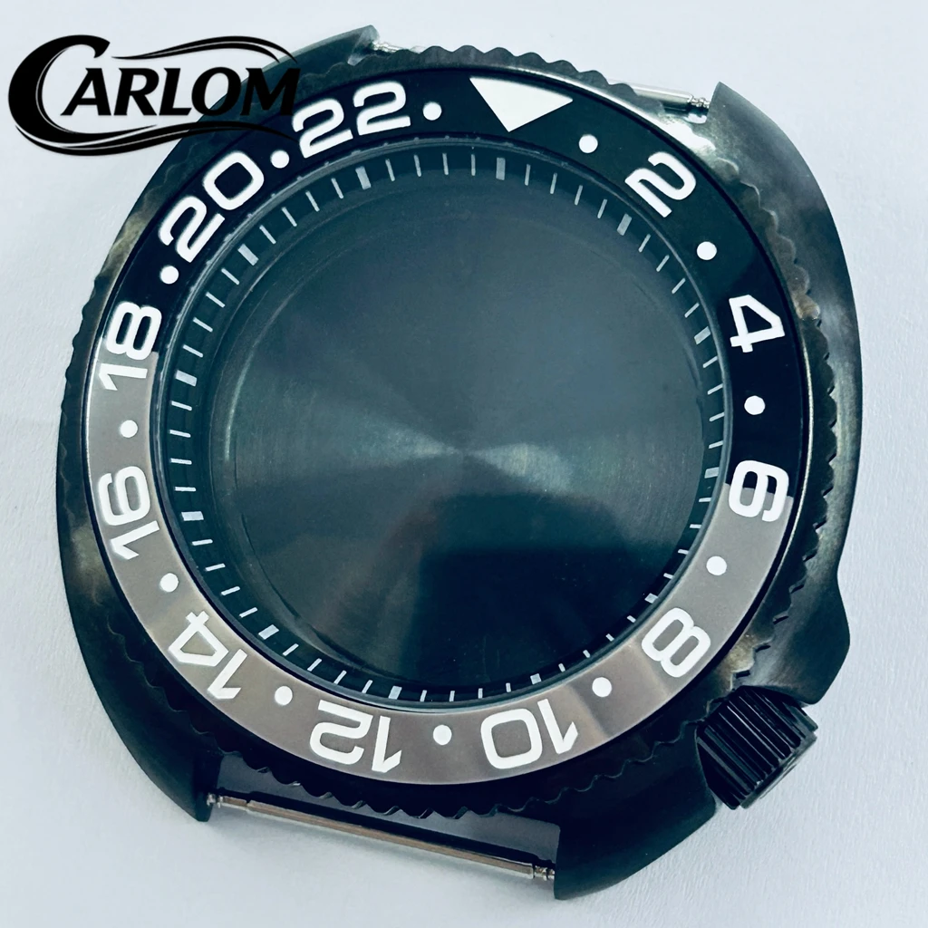 

44mm NH Watch Case For NH34 NH35 NH36 NH38 NH39 NH70 NH72 Movement Turtle S Crown GMT Ceramic Aluminum Bezel SKX Black