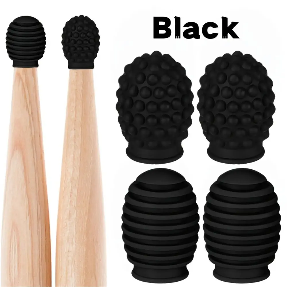 2Pcs Silicone Drum Mute 5A Noise Reduction Drumstick Head Sleeves Wear-resistant Weakened Sound Drumstick Head Protective Cover