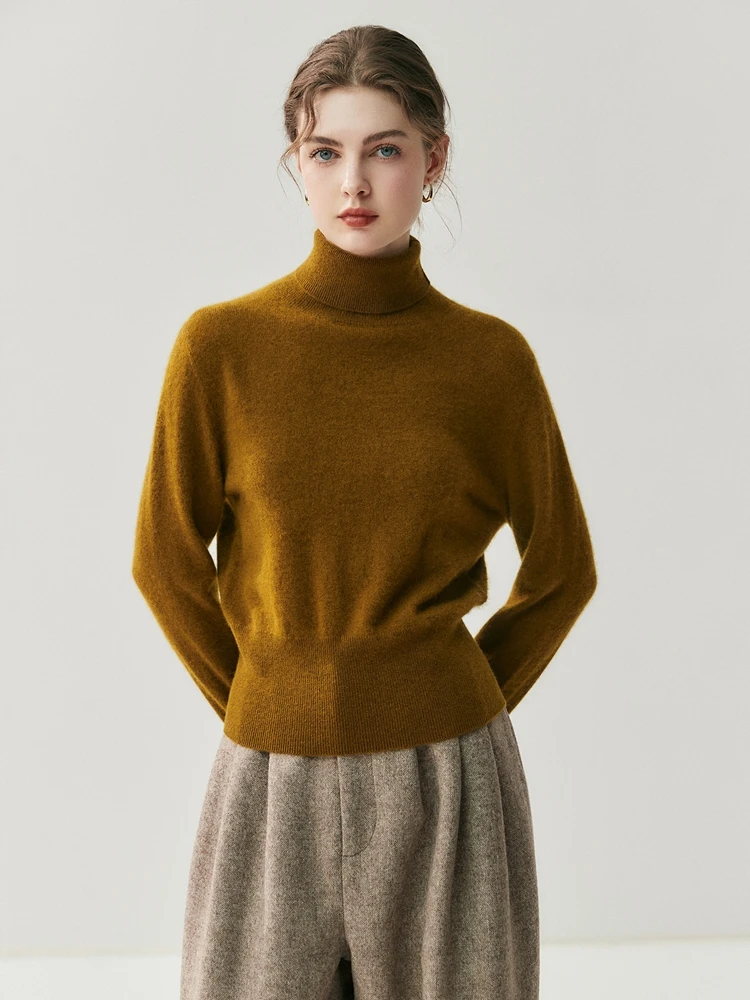

New Basic Autumn Winter Sweater Pullover Women 100% Cashmere Sweater High Neck Sweater Pile Collar Clothes Warm Knit Inside Join