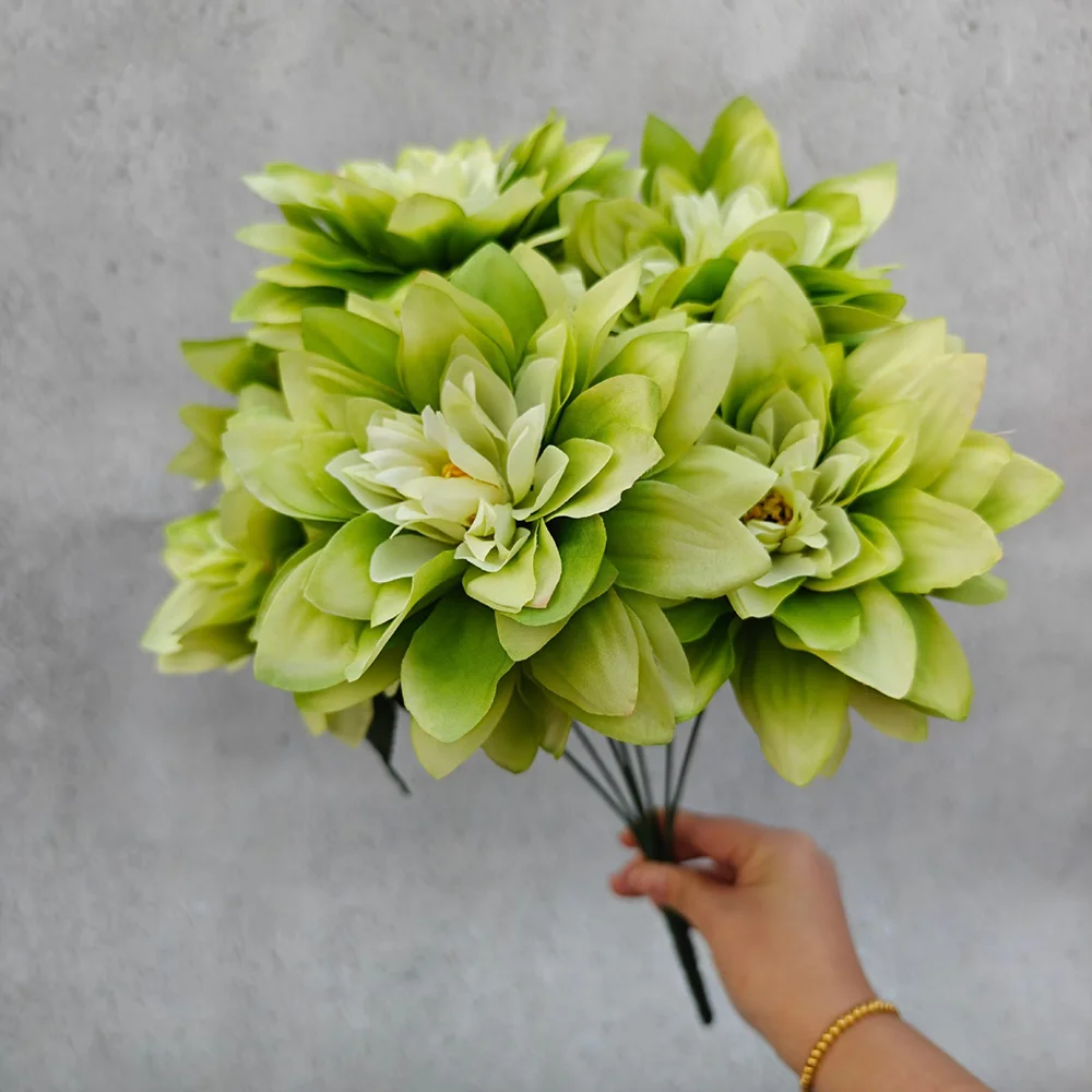 Künstliche Dahlie-Blumen mit 7 Köpfen – realistischer künstlicher Dahlienstrauß für Heimdekoration, Hochzeits-Mittelstücke, Party-Dekoration – Detail 11