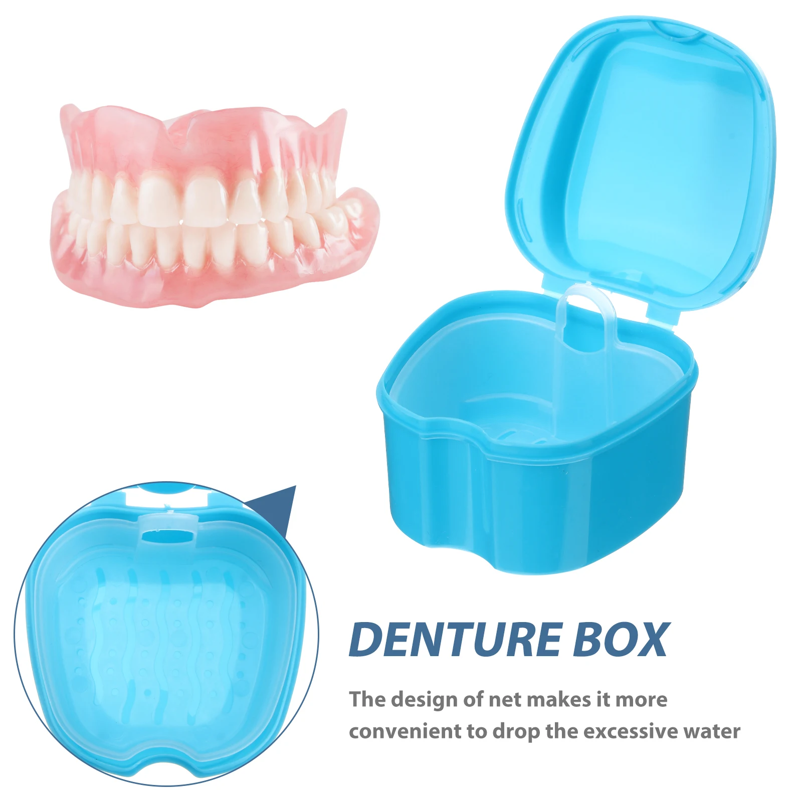 

Denture Tablet Stand Holder Travel Toiletry Storage Case Dental False Teeth Storage Tablet Stand Holder With Hanging Net