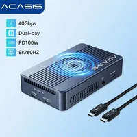 Acasis 40Gbps USB-C Docking Station Dual-bay Thunderbolt M.2 NVME SSD Case Raid Mode HDMI 8K 60HZ PD100W Hub For Video Editing