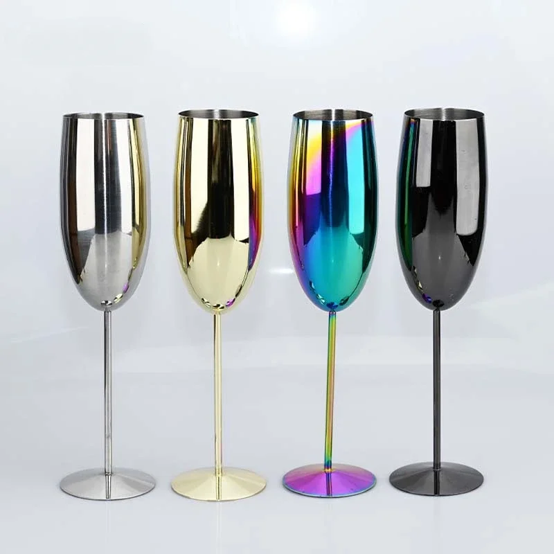 Light luxury metal goblet 304 stainless steel champagne red wine, cocktail glass bar party sparkling wine glass wine set