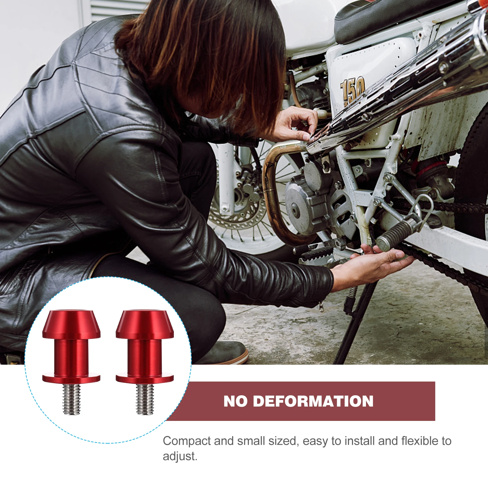 

2pcs Motorcycle Swing Arm Spool Screws Aluminum Alloy Crash Protection Bolts Racing Bikes Accessories Red Durable Lightweight